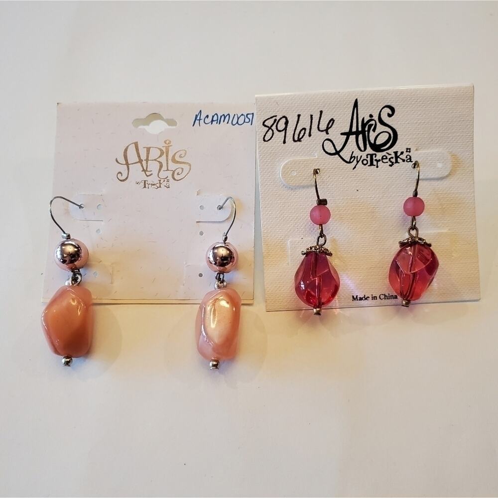Bundle of Treska art deco dangle drop bead-like French wire earrings
